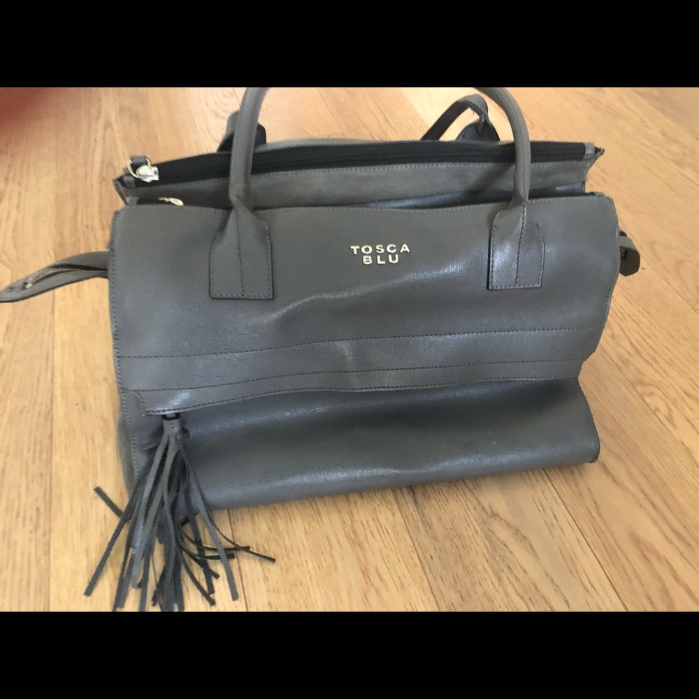 Tosca Blu Dark Gray Satchel Bag Tassel Zipper